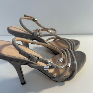 Via Spiga Gray Strappy Heels designed in Italy